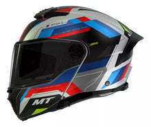 Cargar imagen en el visor de la galería, Casco Abatible MT Atom 2 Bast Blanco Azul Rojo