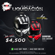 Cargar imagen en el visor de la galería, Casco Scorpion EXO COVERT URUK Negro Rojo
